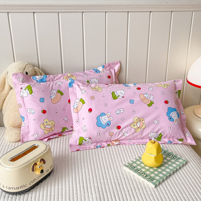 91家纺网 家纺一手货源 找家纺 金帛坊 2024新款100%全棉信封枕套儿童可拆卸枕芯枕头 萝卜兔