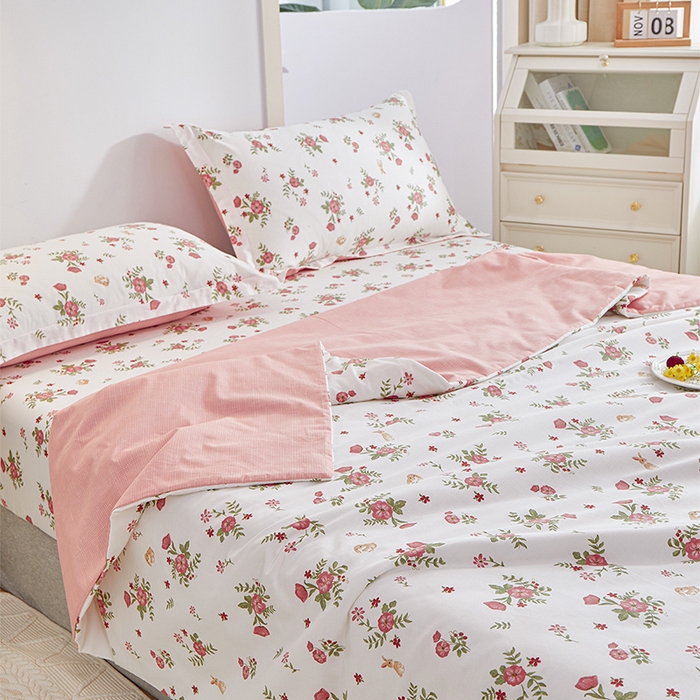 91家纺网 家纺一手货源 找家纺 元元被芯 2024新款全棉小清新夏被四件套-单夏被 古茗