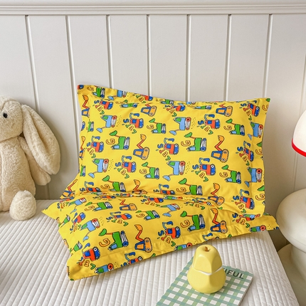 金帛坊 2024新款100%全棉信封枕套儿童可拆卸枕芯枕头 小小挖掘机