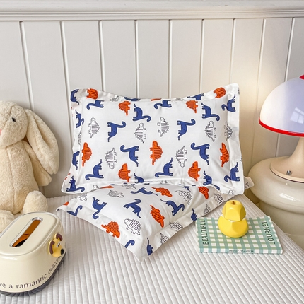 金帛坊 2024新款100%全棉信封枕套儿童可拆卸枕芯枕头 恐龙世界