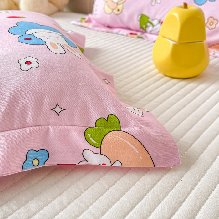 91家纺网 家纺一手货源 找家纺 金帛坊 2024新款100%全棉信封枕套儿童可拆卸枕芯枕头 萝卜兔