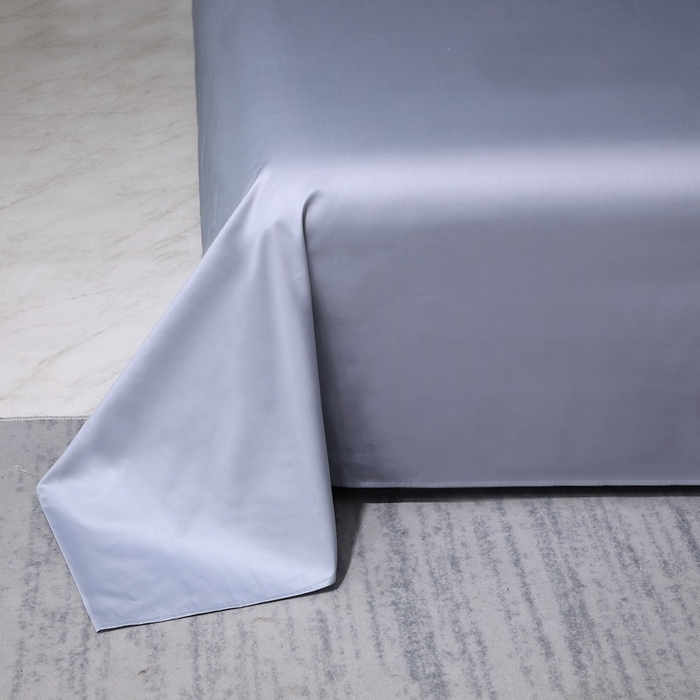 91家纺网 家纺一手货源 找家纺 晶缦家纺 2024新款100S全棉贡缎长绒棉纯色四件套和单品-纯沐系列 单床单 纯沐-绫兰灰