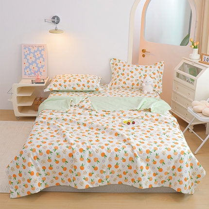 元元被芯 2024新款全棉小清新夏被四件套-全棉夏被四件套 果实
