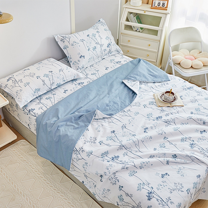 91家纺网 家纺一手货源 找家纺 元元被芯 2024新款全棉小清新夏被四件套-单夏被 璀璨-兰