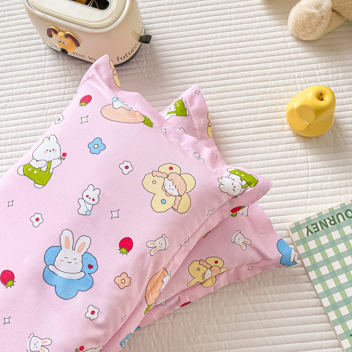 91家纺网 家纺一手货源 找家纺 金帛坊 2024新款100%全棉信封枕套儿童可拆卸枕芯枕头 萝卜兔