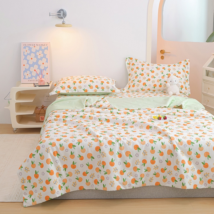 91家纺网 家纺一手货源 找家纺 元元被芯 2024新款全棉小清新夏被四件套-单夏被 果实