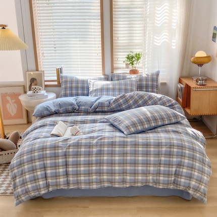 91家纺网 家纺一手货源 找家纺 （总）蓝邻家纺 2024新款全棉色织水洗棉四件套