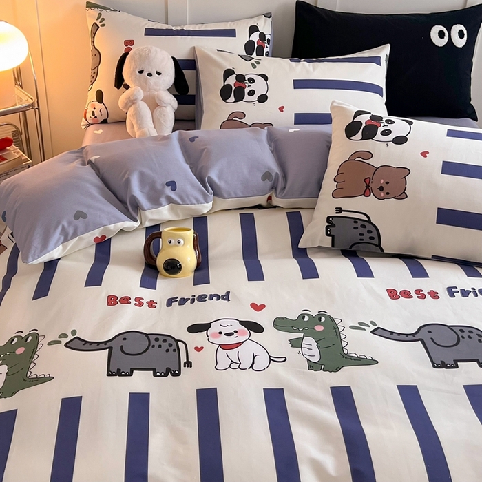 91家纺网 家纺一手货源 找家纺 HL原创 2024新款13070全棉40s单被套 萌宠世界