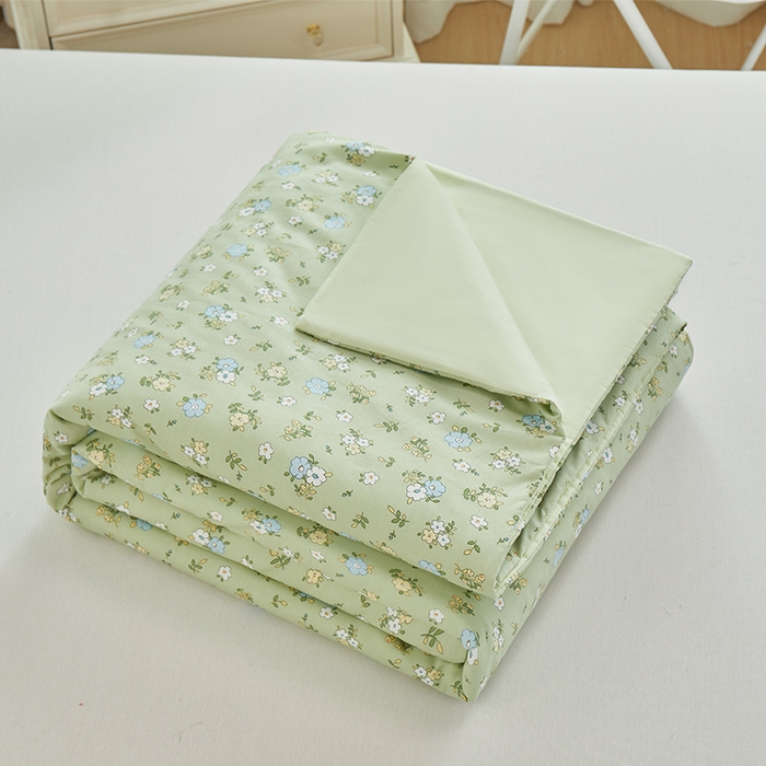 91家纺网 家纺一手货源 找家纺 元元被芯 2024新款全棉小清新夏被四件套-单夏被 韩式清新-绿