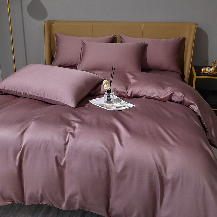 91家纺网 家纺一手货源 找家纺 晶缦家纺 2024新款100S全棉贡缎长绒棉纯色四件套和单品-纯沐系列 单被套 纯沐-帛咖色