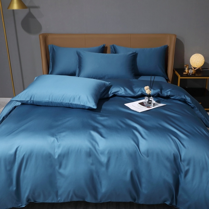 91家纺网 家纺一手货源 找家纺 （总）晶缦家纺 2025新款100S全棉贡缎长绒棉纯色四件套和单品-纯沐系列 四件套