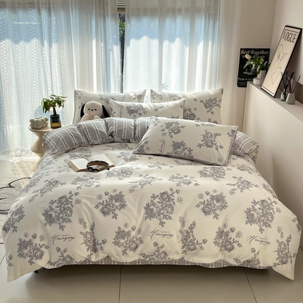 91家纺网 家纺一手货源 找家纺 HL原创 2024新款13070全棉40s单被套 法式庄园