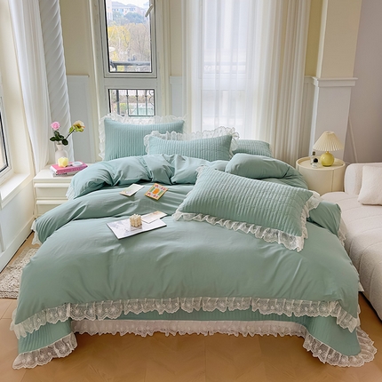 宜凡家纺 2024新款双面全棉印花系列床盖四件套 海宇蓝