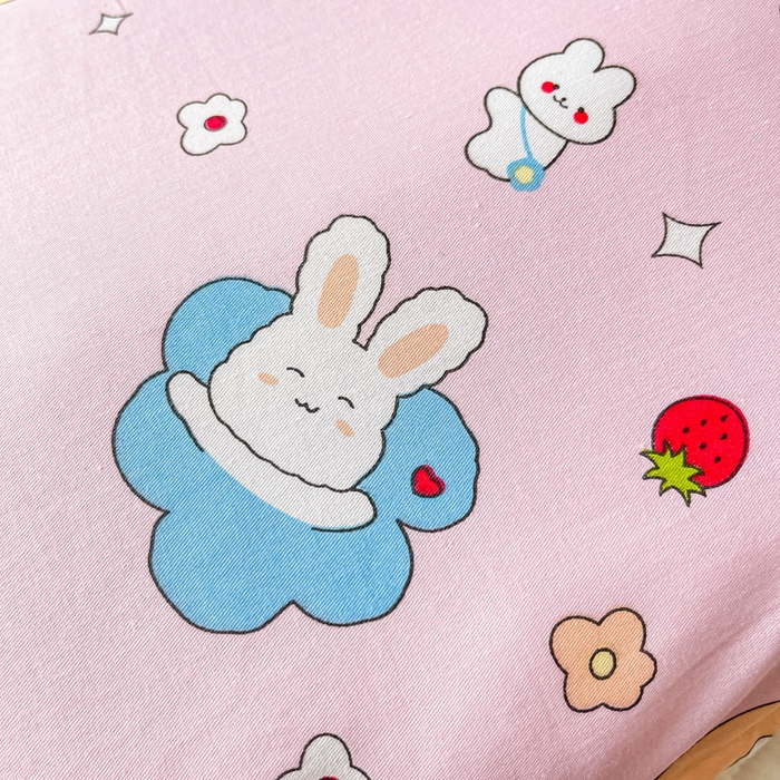 91家纺网 家纺一手货源 找家纺 金帛坊 2024新款100%全棉信封枕套儿童可拆卸枕芯枕头 萝卜兔