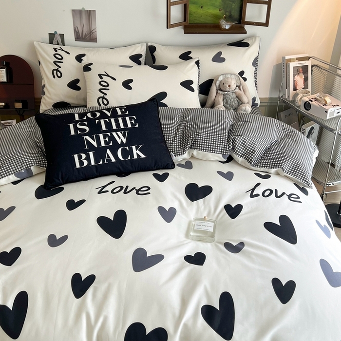 91家纺网 家纺一手货源 找家纺 HL原创 2024新款13070全棉40s单被套 爱心LOVE