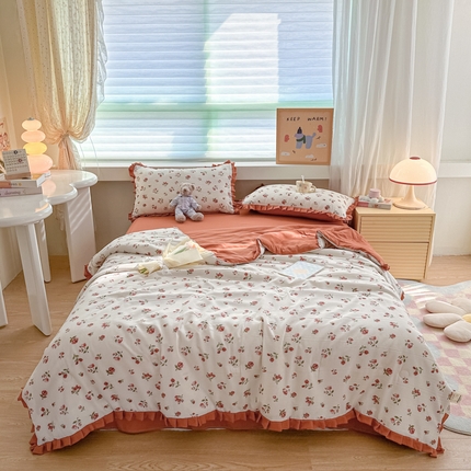 91家纺网 家纺一手货源 找家纺 （总）荔禾家居 2024新款A类泡泡棉皱皱边系列夏被四件套