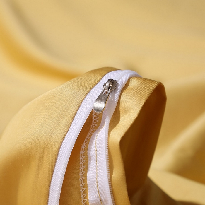 91家纺网 家纺一手货源 找家纺 晶缦家纺 2024新款100S全棉贡缎长绒棉纯色四件套和单品-纯沐系列 四件套 纯沐-玉米黄