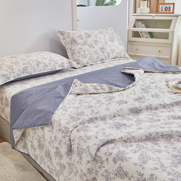 91家纺网 家纺一手货源 找家纺 元元被芯 2024新款全棉小清新夏被四件套-单夏被 洛莉