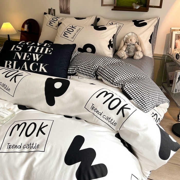 91家纺网 家纺一手货源 找家纺 HL原创 2024新款13070全棉40s单被套 简笔画