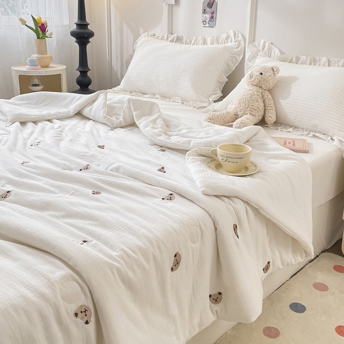 91家纺网 家纺一手货源 找家纺 （总）一加一 2025新款双层纱刺绣大豆夏凉被