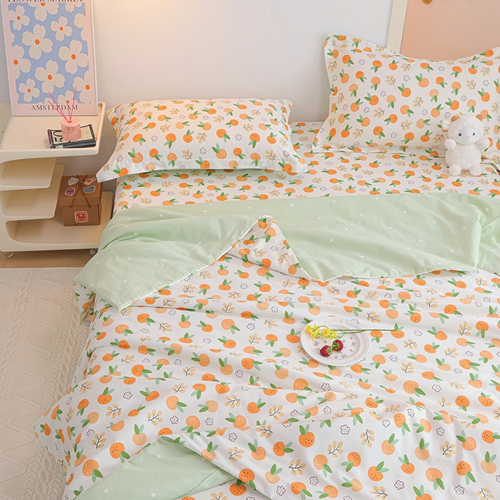 91家纺网 家纺一手货源 找家纺 元元被芯 2024新款全棉小清新夏被四件套-单夏被 果实