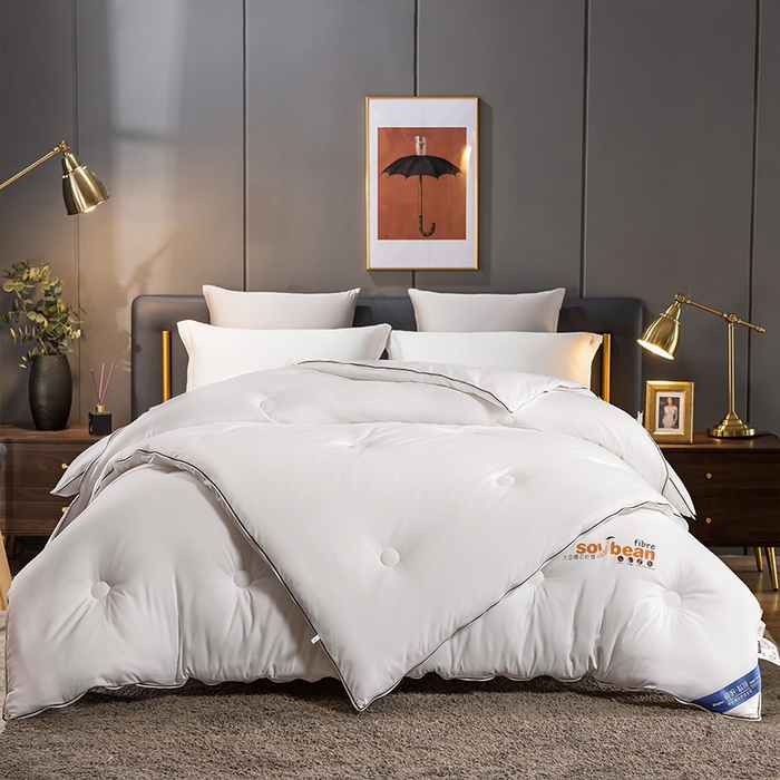 91家纺网 家纺一手货源 找家纺 金帛坊 2024新款磨毛大豆双胎子母被子被芯 纯白