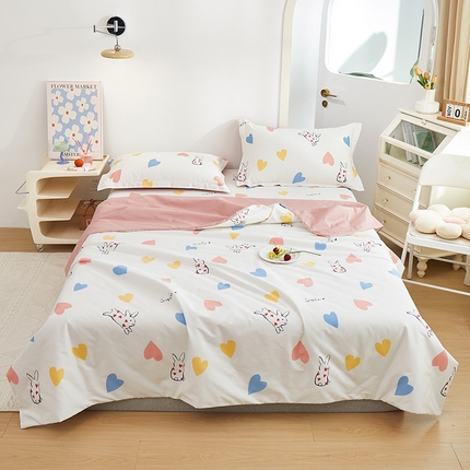 91家纺网 家纺一手货源 找家纺 （总）元元被芯 2024新款全棉小清新夏被四件套-全棉夏被四件套