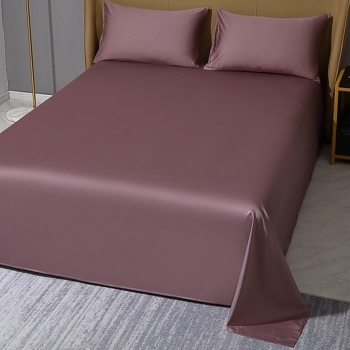 91家纺网 家纺一手货源 找家纺 晶缦家纺 2024新款100S全棉贡缎长绒棉纯色四件套和单品-纯沐系列 单床单 纯沐-帛咖色