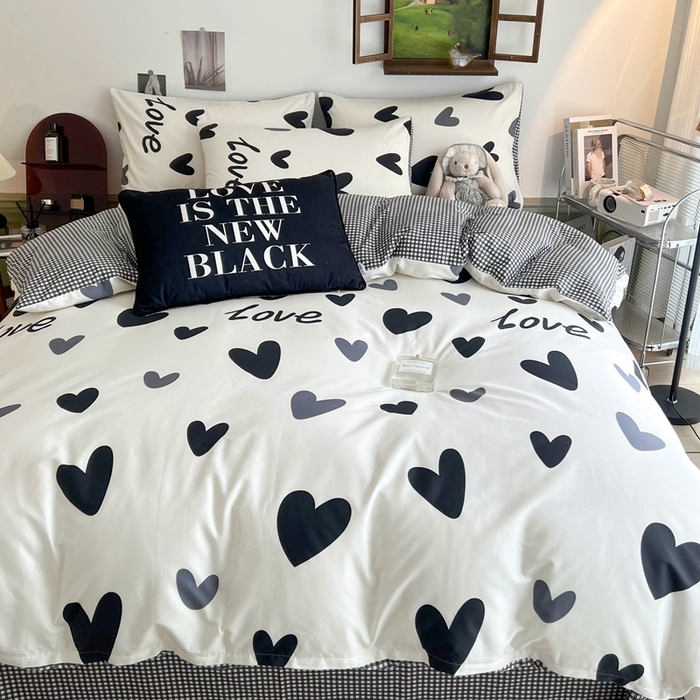 91家纺网 家纺一手货源 找家纺 HL原创 2024新款13070全棉40s单被套 爱心LOVE