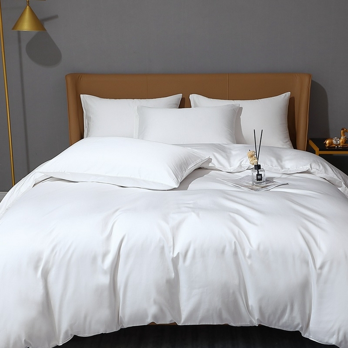 91家纺网 家纺一手货源 找家纺 晶缦家纺 2024新款100S全棉贡缎长绒棉纯色四件套和单品-纯沐系列 单被套 纯沐-绅士白