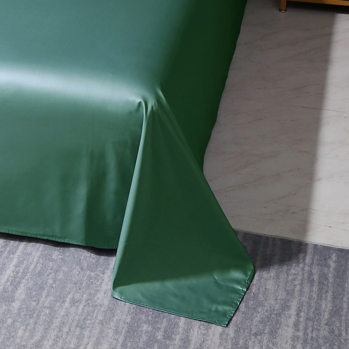 91家纺网 家纺一手货源 找家纺 晶缦家纺 2024新款100S全棉贡缎长绒棉纯色四件套和单品-纯沐系列 单床单 纯沐-橄榄绿