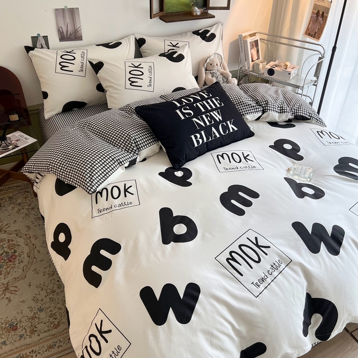 91家纺网 家纺一手货源 找家纺 HL原创 2024新款13070全棉40s单被套 简笔画