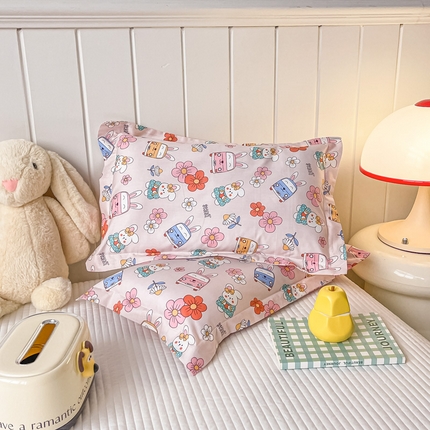 金帛坊 2024新款100%全棉信封枕套儿童可拆卸枕芯枕头 兔兔巴士