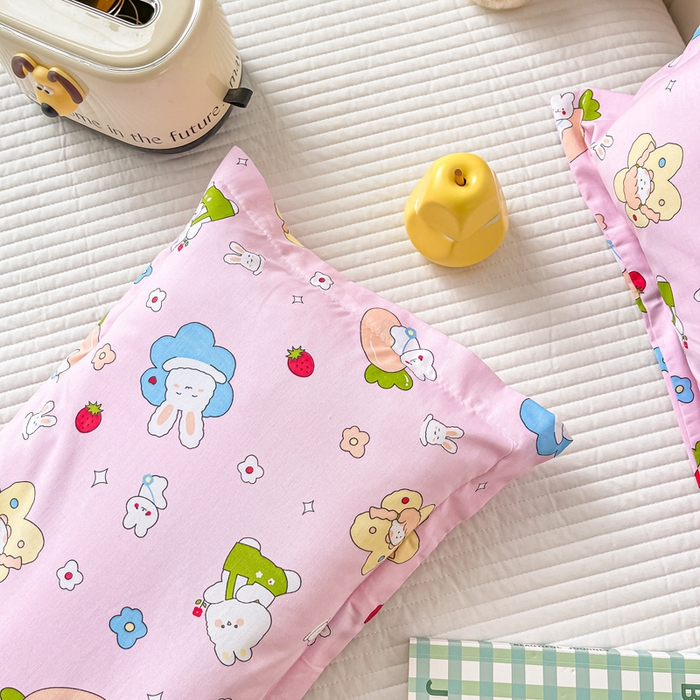 91家纺网 家纺一手货源 找家纺 金帛坊 2024新款100%全棉信封枕套儿童可拆卸枕芯枕头 萝卜兔