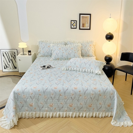 宜凡家纺 2024新款莫代尔印花床盖三件套（两面可用） 山茶序