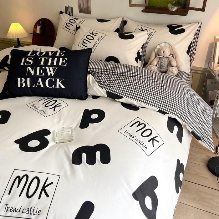 91家纺网 家纺一手货源 找家纺 HL原创 2024新款13070全棉40s单被套 简笔画