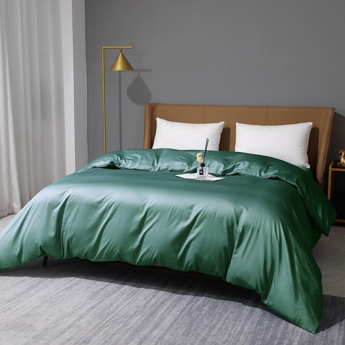 91家纺网 家纺一手货源 找家纺 晶缦家纺 2024新款100S全棉贡缎长绒棉纯色四件套和单品-纯沐系列 单被套 纯沐-橄榄绿