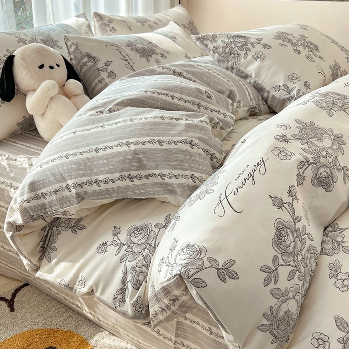 91家纺网 家纺一手货源 找家纺 HL原创 2024新款13070全棉40s单被套 法式庄园