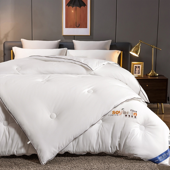 91家纺网 家纺一手货源 找家纺 金帛坊 2024新款磨毛大豆双胎子母被子被芯 纯白