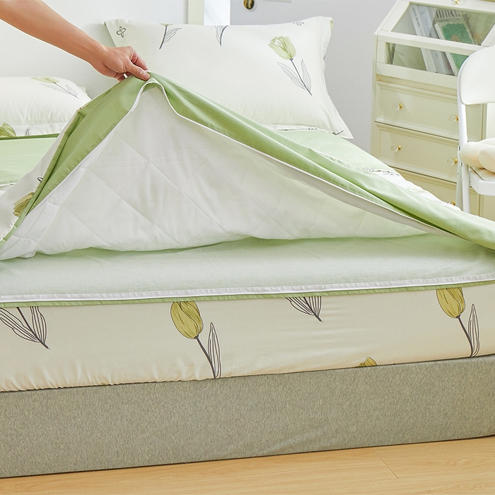 91家纺网 家纺一手货源 找家纺 元元被芯 2024新款全棉小清新夏被四件套-单夏被 娇兰-绿