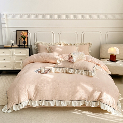 大境 2024新款小提花韩版公主风小清新轻奢四件套三件套 玉色