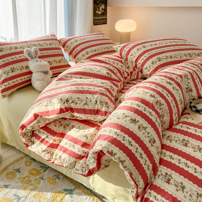 91家纺网 家纺一手货源 找家纺 HL原创 2024新款13070全棉40s单被套 花绯兔