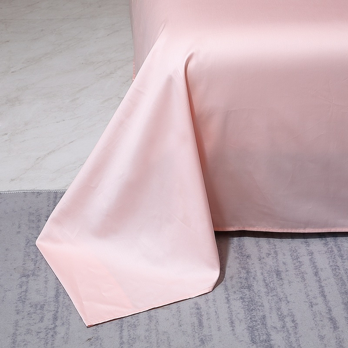 91家纺网 家纺一手货源 找家纺 晶缦家纺 2024新款100S全棉贡缎长绒棉纯色四件套和单品-纯沐系列 单床单 纯沐-浅粉玉