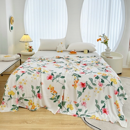 91家纺网 家纺一手货源 找家纺 （总）棉乐町 2025新款印花竹纤维午睡盖毯子空调毯沙发毯