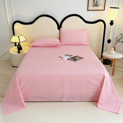 91家纺网 家纺一手货源 找家纺 首爱家纺 2025新款全棉色织提花老粗布凉席三件套 样锦-粉