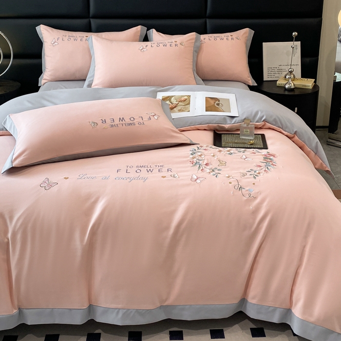 91家纺网 家纺一手货源 找家纺 凯艾玲 2024新款简约轻奢磨毛细斜纹四件套-初见 初见-浅玉