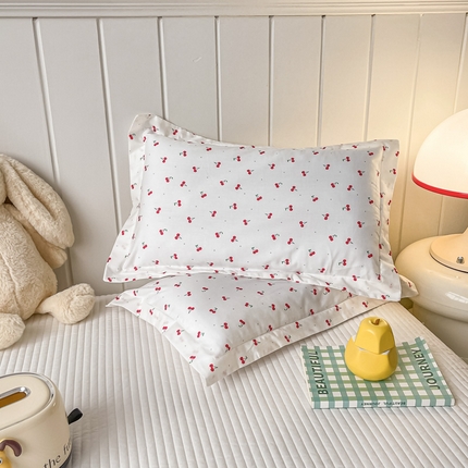 金帛坊 2024新款100%全棉信封枕套儿童可拆卸枕芯枕头 小樱桃