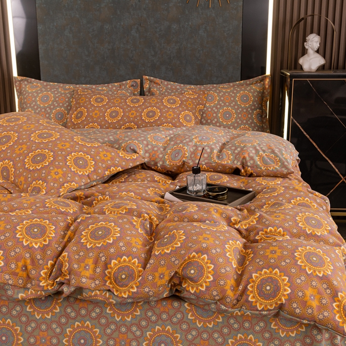 91家纺网 家纺一手货源 找家纺 巧格家纺 2024新款双层纱四件套基本款 复舌莺笑