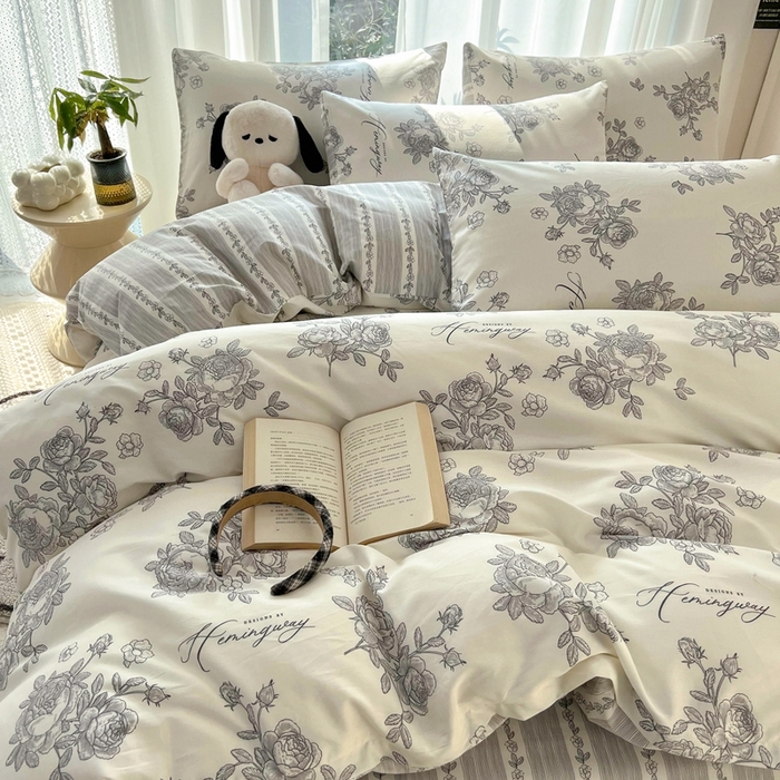 91家纺网 家纺一手货源 找家纺 HL原创 2024新款13070全棉40s单被套 法式庄园