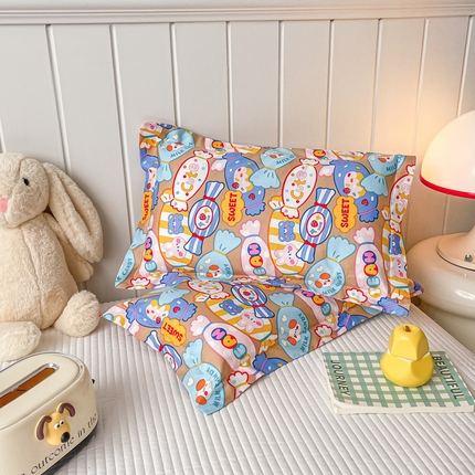 金帛坊 2024新款100%全棉信封枕套儿童可拆卸枕芯枕头 糖果甜心